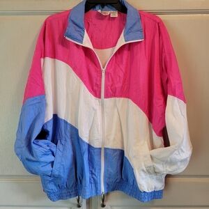 Vintage Bold Spirit Pink White Blue Windbreaker Jacket